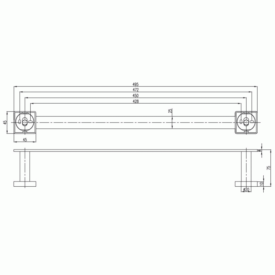 Villeroy&Boch Elements-Striking TVA15200100061 Держатель для полотенца 495 мм