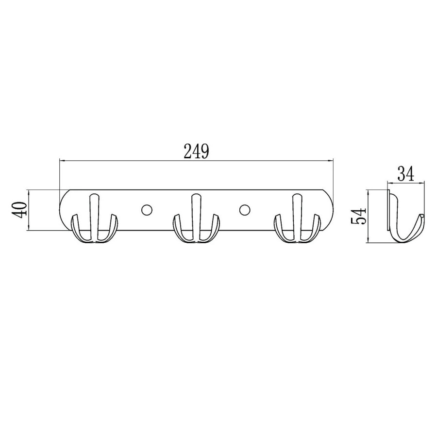 Savol S-002253 Вешалка с крючками - 3 крючка (хром)