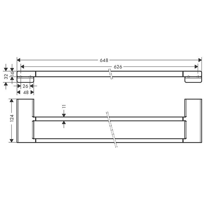 Hansgrohe AddStoris 41743990 Держатель полотенца 648 мм (золото полированное)