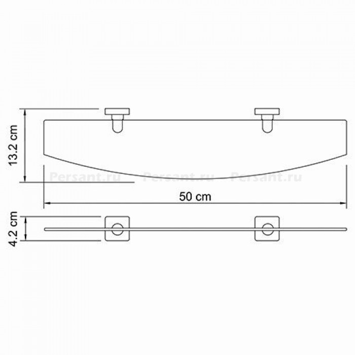 WasserKRAFT Lippe K-6524 Полка стеклянная 500 мм (хром)