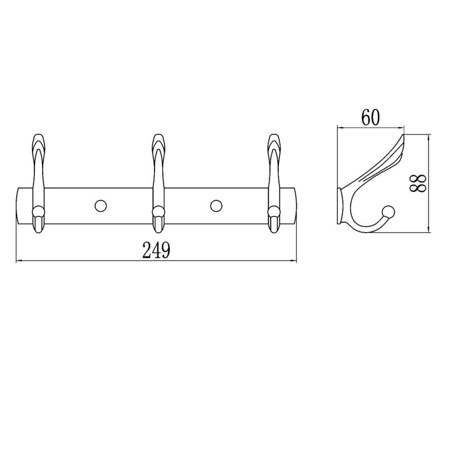 Savol S-06203B Вешалка с крючками - 3 крючка (хром)