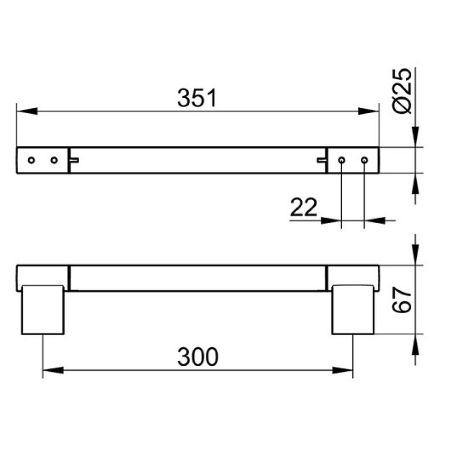 Keuco Plan 14907 370000 Поручень для ванной комнаты 351 мм (чёрный матовый)