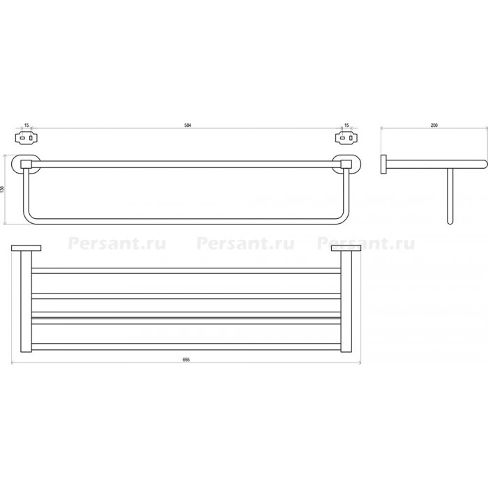 Ravak Chrome CR 330.00 X07P194 Полка для полотенец 655 мм (хром)