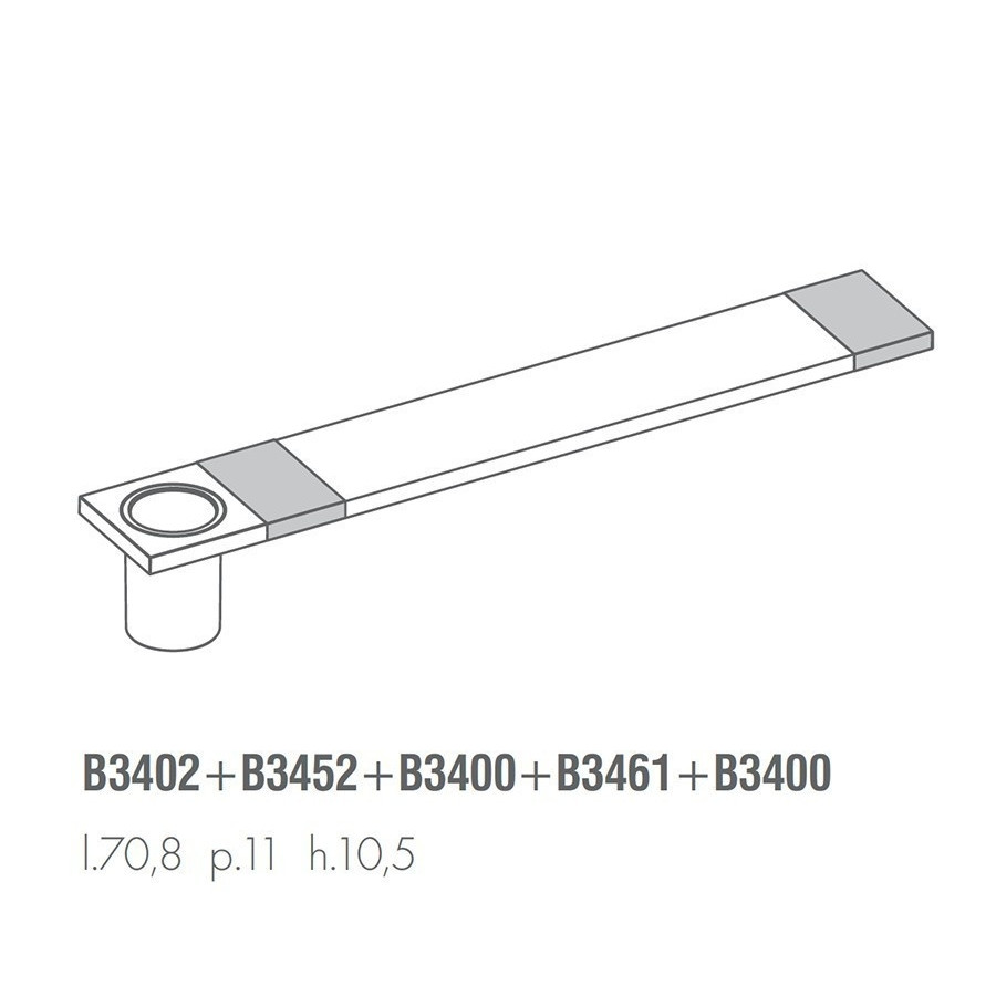 Colombo Design Domino B3461+B3452 Стеклянная полка 70,8 см со стаканом для зубных щеток (хром)