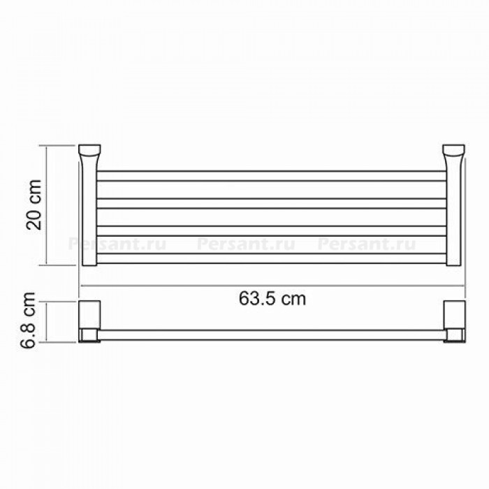 WasserKRAFT Leine K-5011 Полка для полотенец 635 мм (хром)