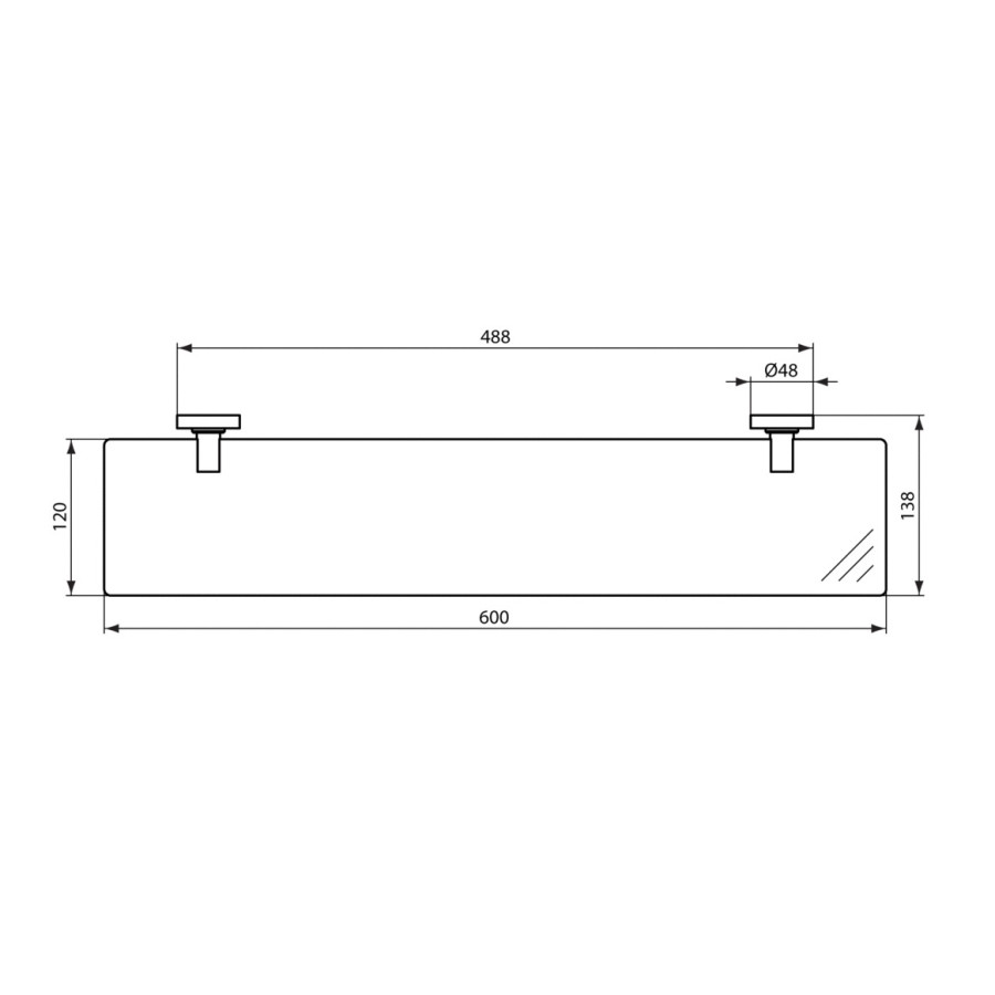 Ideal Standard IOM A9124AA - Полка стеклянная 60 см (хром - прозрачное стекло)