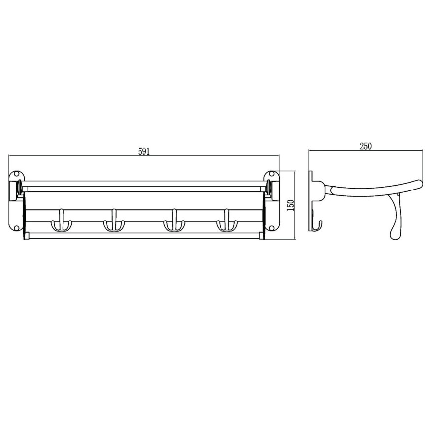 Savol S-009099 Полка для полотенец откидная 600 мм (хром)