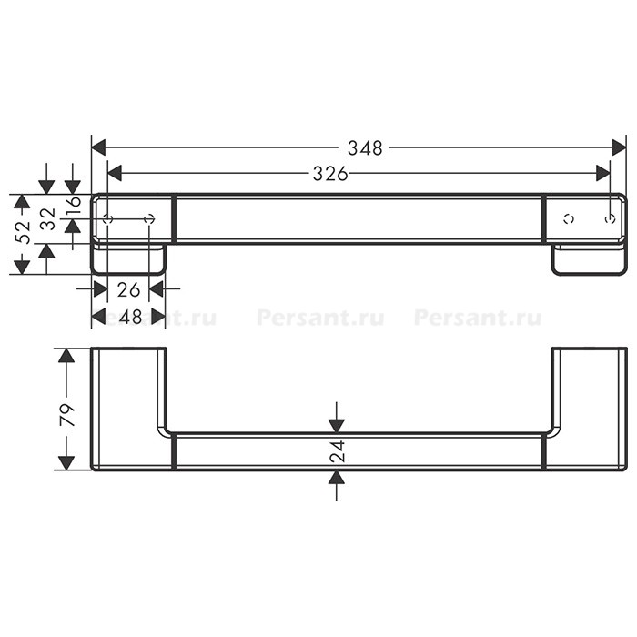 Hansgrohe AddStoris 41744990 Поручень для ванной 348 мм (золото полированное)