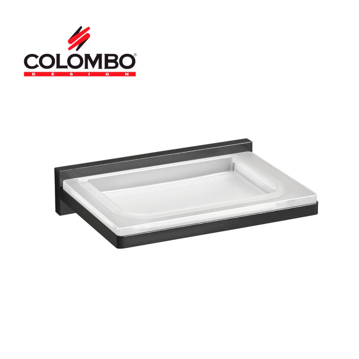 Colombo Design LOOK B1601.GM - Стеклянная мыльница в комплекте с настенным держателем (графит шлифованный)