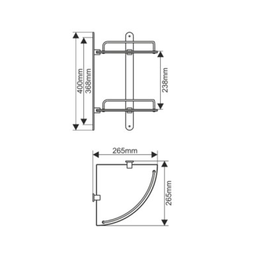 MELANA MLN-SY3005 Полка стеклянная, угловая 265*265 мм