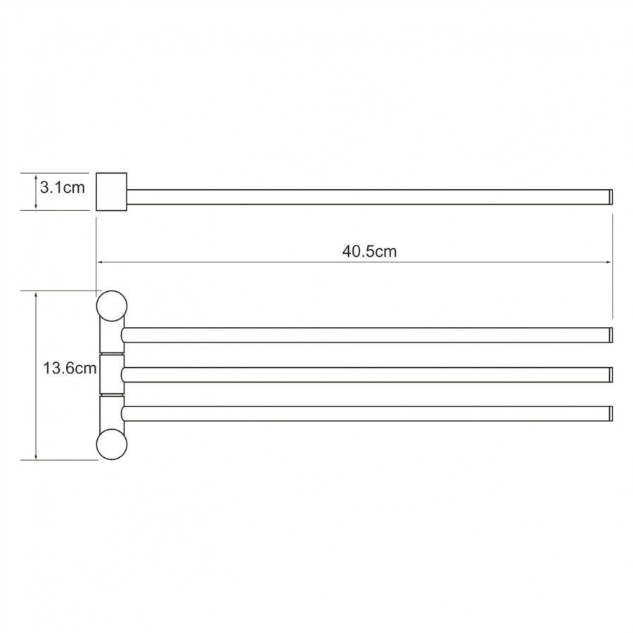 WasserKRAFT K-1933 Тройной держатель для полотенца 405 мм (никель)