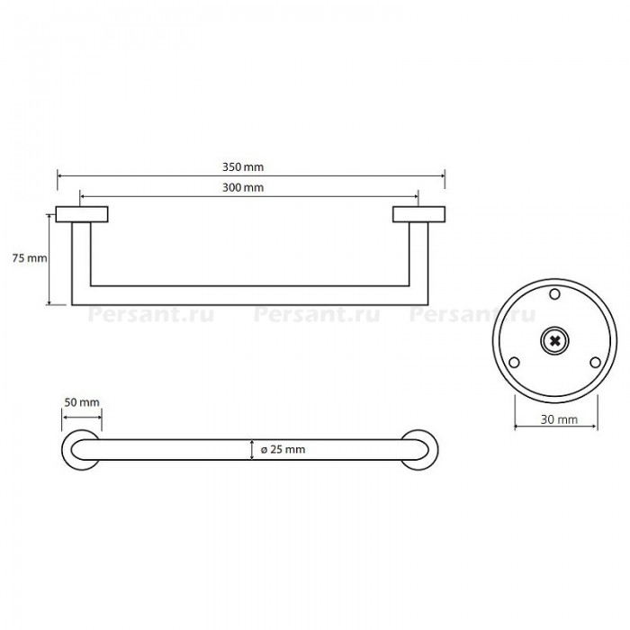 Bemeta Omega 160307611 Поручень для ванны 30 см (хром)