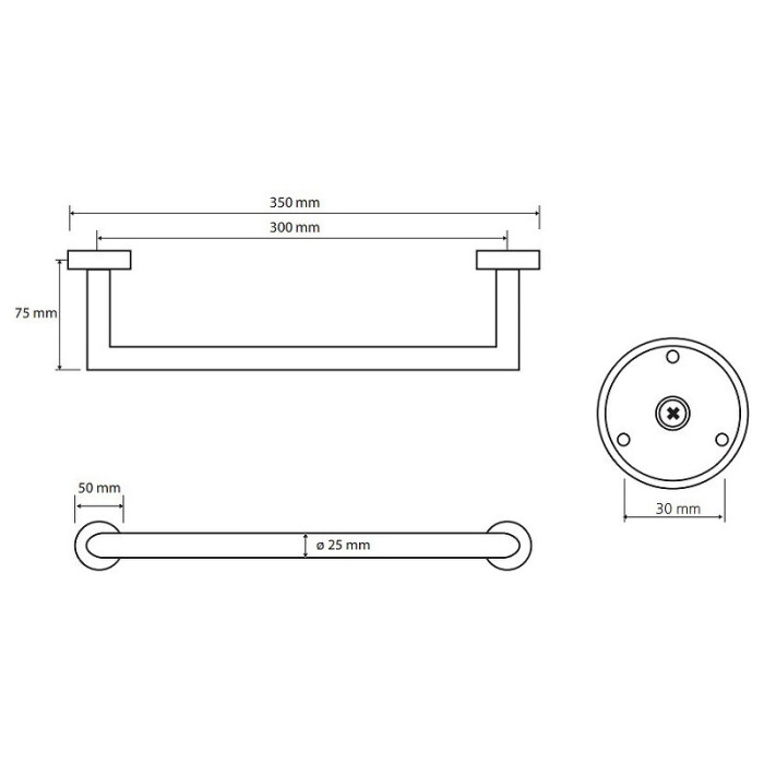 Bemeta Omega 160307611 Поручень для ванны 30 см (хром)