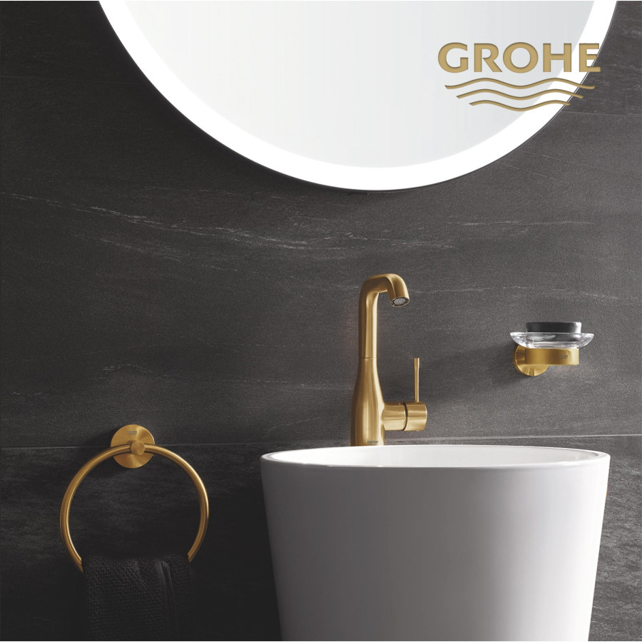 GROHE Essentials 40444GN1 Стеклянная мыльница в комплекте с настенным держателем (золото шлифованное)