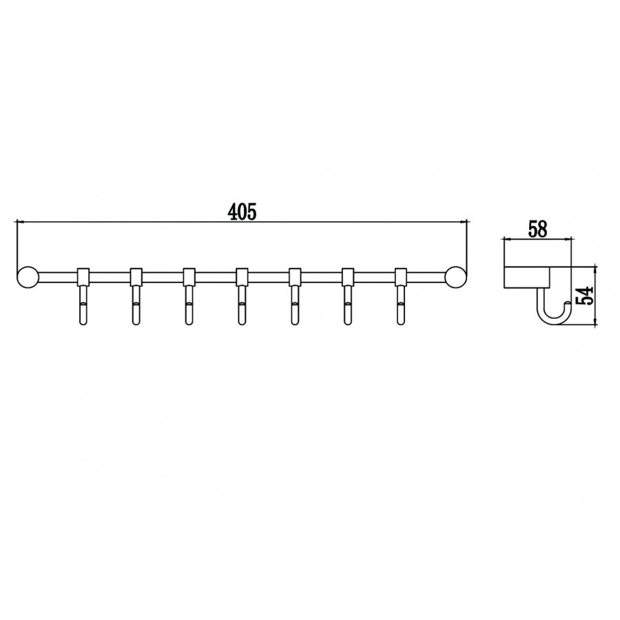 Savol S-006207 Вешалка с крючками - 7 крючков (хром)