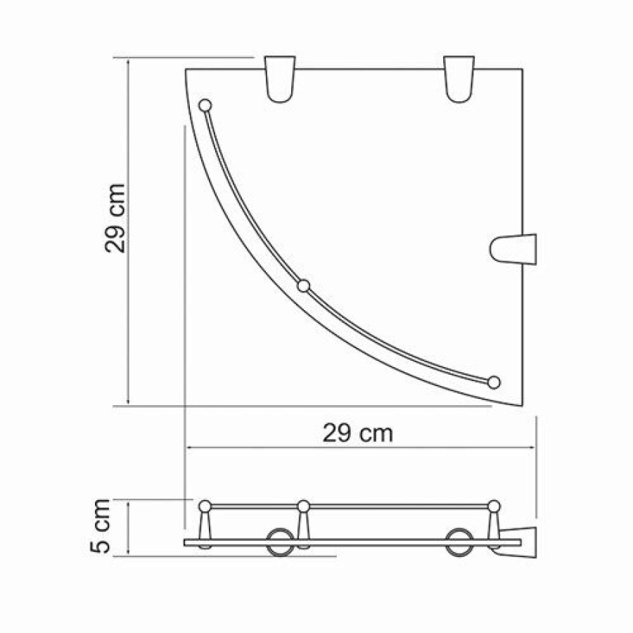 WasserKRAFT K-544 Полка стеклянная угловая (хром)