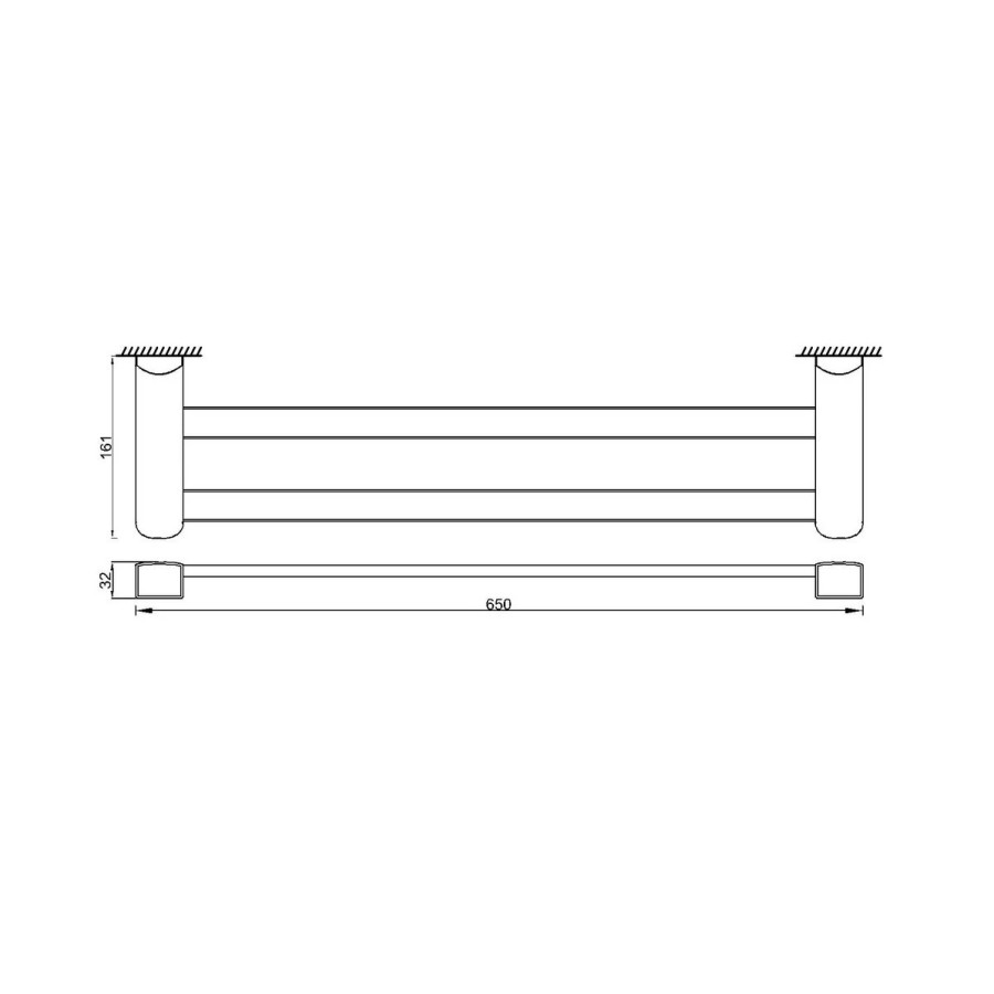 RUSH Thira TR36532A Двойной держатель для полотенца 650 мм (хром)