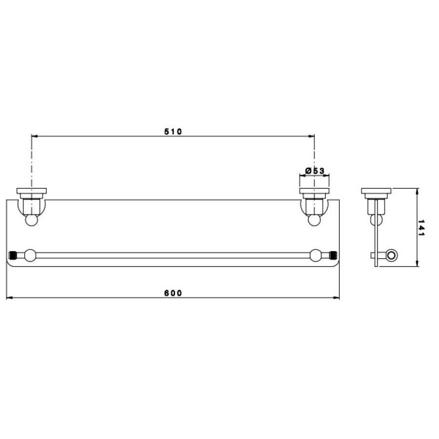 Nicolazzi M.Croce 1480CR27 Полочка стеклянная 600 мм (хром)