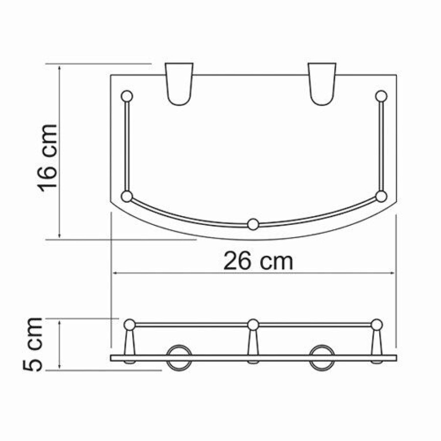 WasserKRAFT K-588 Полка стеклянная 260 мм (хром)