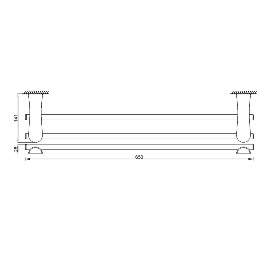 RUSH Luson LU16532A Двойной держатель для полотенца 650 мм (хром)