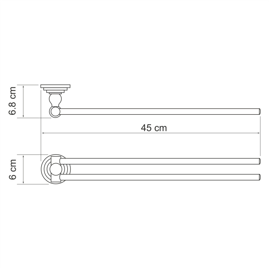 WasserKRAFT Ammer K-7031 Двойной держатель для полотенца 450 мм (никель)