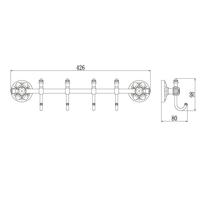 Savol Серия 58C S-005874C Вешалка с крючками - 4 крючка (бронза)