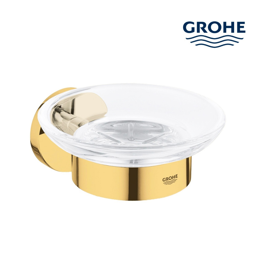 GROHE Essentials 40444GL1 Стеклянная мыльница в комплекте с настенным держателем (золото)