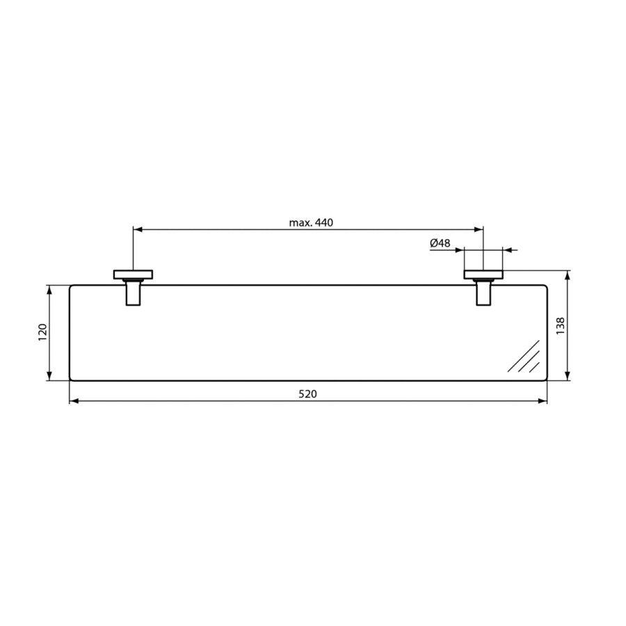 Ideal Standard IOM A9125AA - Полка стеклянная 52 см (хром - прозрачное стекло)