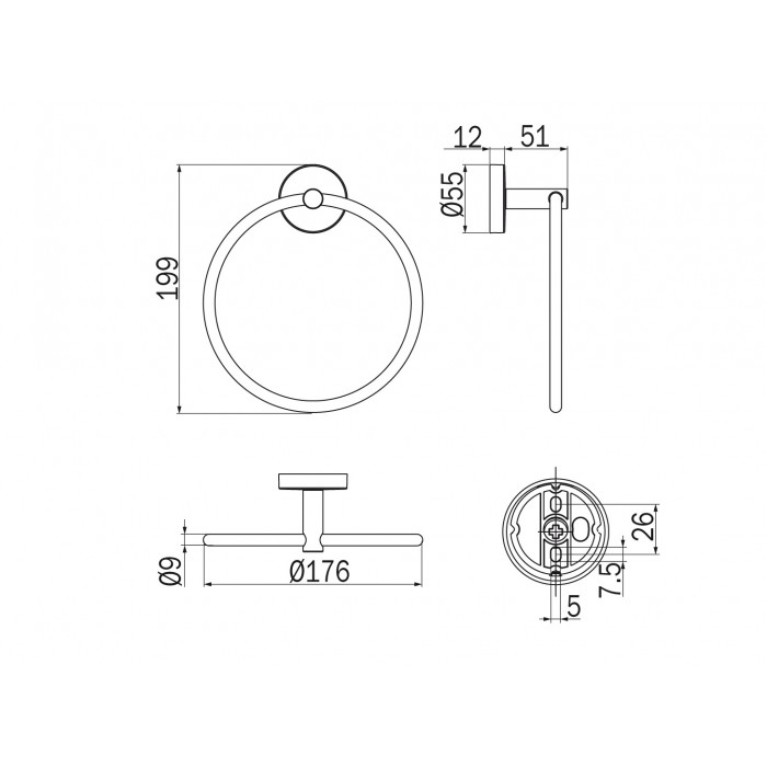 INDA Forum A36160CR Держатель для полотенца - кольцо (хром)