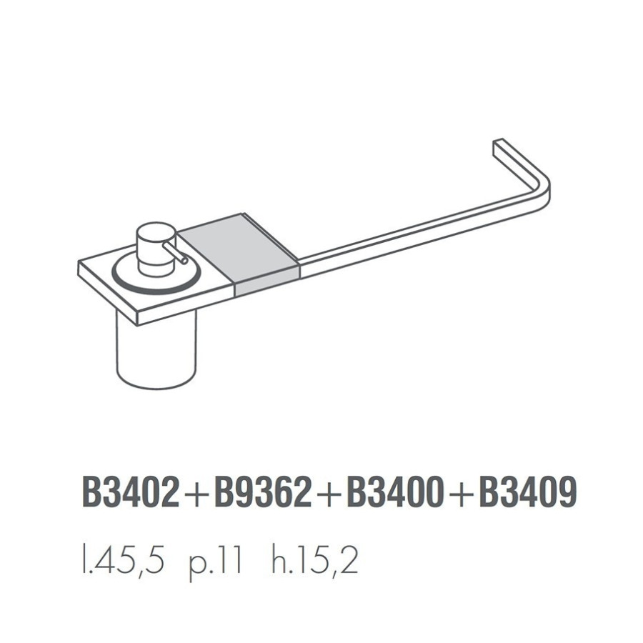 Colombo Design Domino B9362+B3409 Полотенцедержатель 45,5 см с дозатором для жидкого мыла (хром)