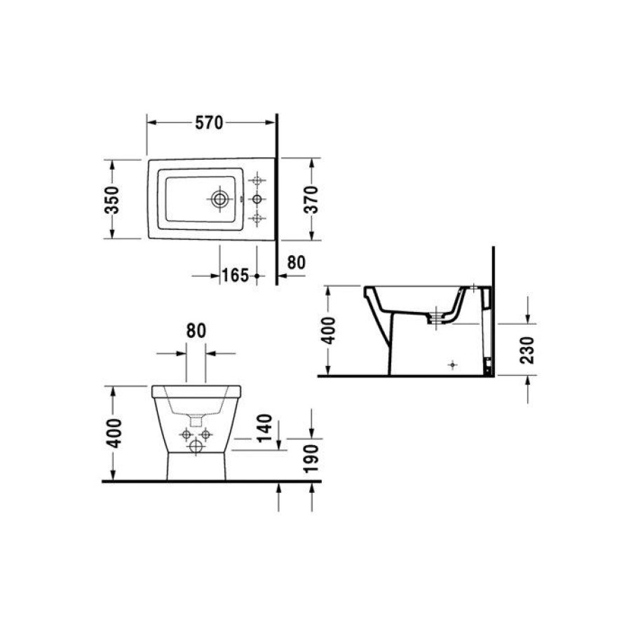 Биде напольное Duravit 2nd floor 0136100000