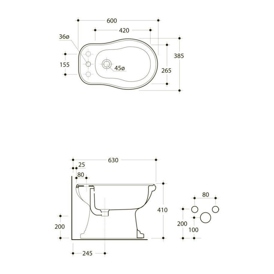 Биде напольное KERASAN Retro 1020 bi*3