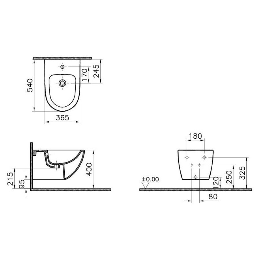 Биде подвесное Vitra Sento 4338B003-1046