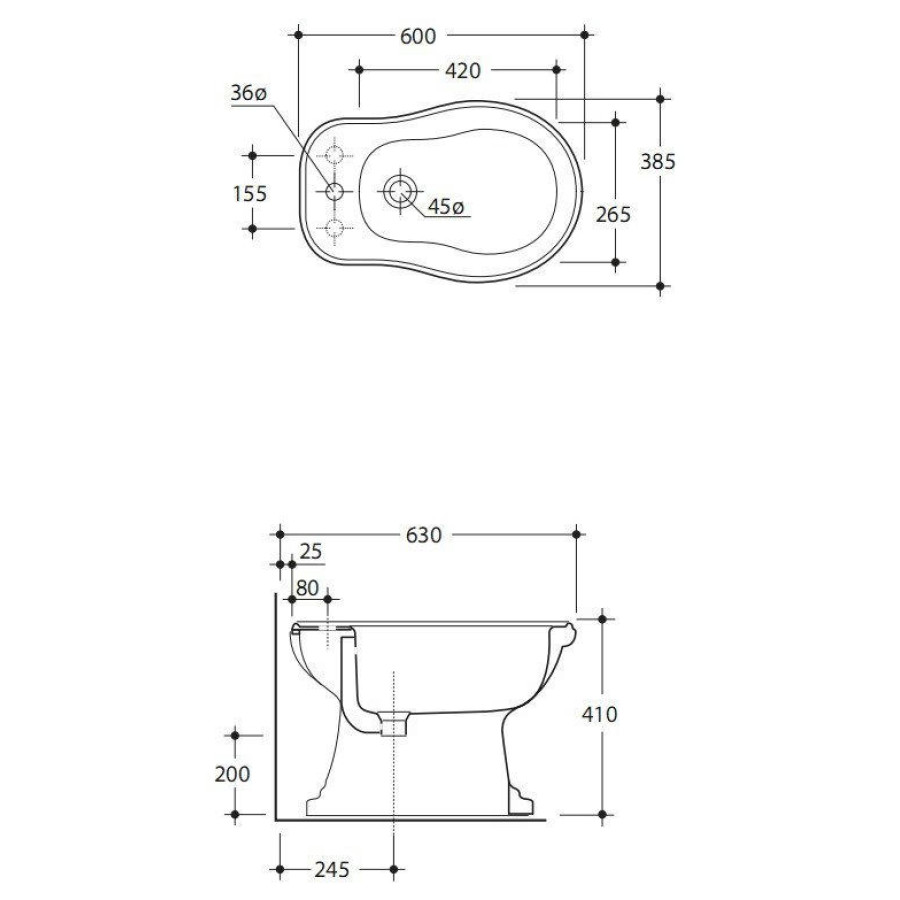 Биде напольное KERASAN Retro 1020 bi*1