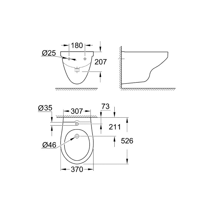 Биде подвесное Grohe Bau Ceramic 39433000