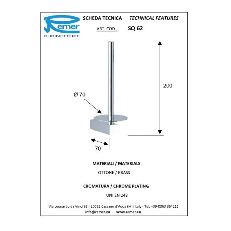 REMER SQ SQ62CR Держатель для запасного рулона туалетной бумаги (хром)