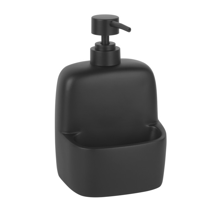 WasserKRAFT K-8499BLACK Настольный дозатор для жидкого мыла с емкостью для губки (чёрный матовый)