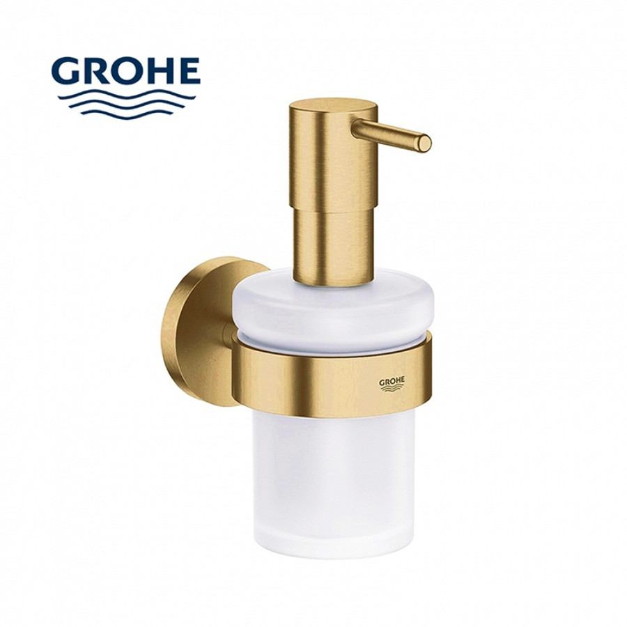 GROHE Essentials 40448GN1 Дозатор для жидкого мыла 160 мл в комплекте с держателем (золото шлифованное)