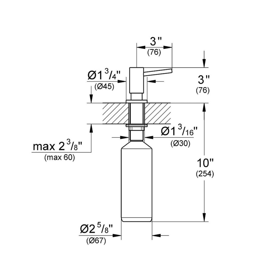 GROHE Cosmopolitan 40535DC0 Дозатор для жидкого мыла 500 мл, встраиваемый в столешницу (шлифованная нержавеющая сталь)