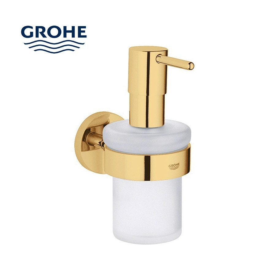 GROHE Essentials 40448GL1 Дозатор для жидкого мыла 160 мл в комплекте с держателем (золото)