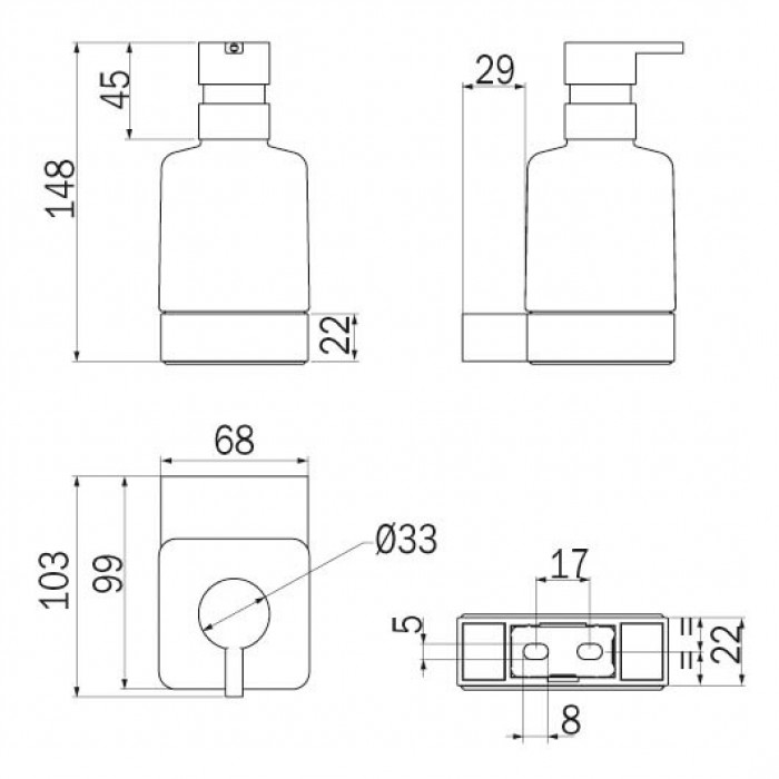 INDA Indissima A88120CR21 Дозатор для жидкого мыла подвесной (хром)