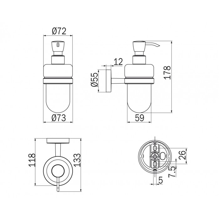 INDA Forum A36120CR21 Дозатор для жидкого мыла подвесной (хром)