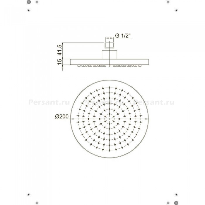 Верхний душ Paini 20 см 50CR759TCARE20E хром