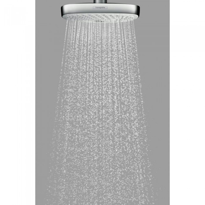 Верхний душ hansgrohe Raindance Select E 300 2jet EcoSmart 26608400 9 л/мин с потолочным подсоединением белый/хром