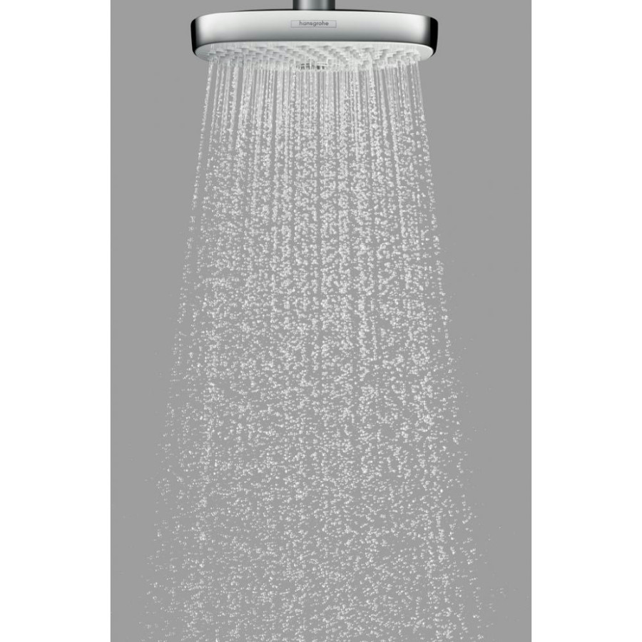 Верхний душ hansgrohe Raindance Select E 300 2jet EcoSmart 26608400 9 л/мин с потолочным подсоединением белый/хром