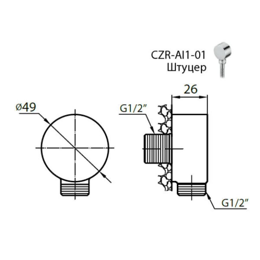 Подключение для шланга Cezares CZR-AI1-02 (CZR-C-AI1-02) бронза