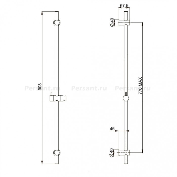 Душевая штанга Paini 50PZ129TTRI черная матовая