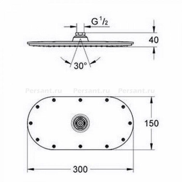Верхний душ Grohe Rainshower 300 Veris 27470000 хром