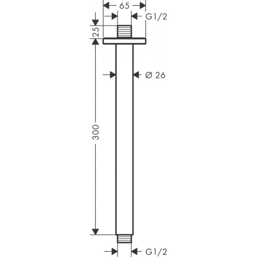 Потолочный держатель hansgrohe Vernis Shape 26407000 300 мм хром