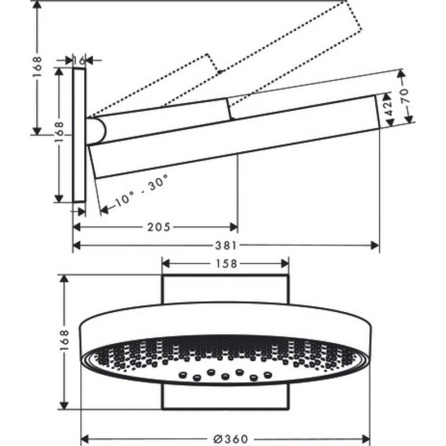 Верхний душ hansgrohe Rainfinity 360 3jet, 26234990 полированное золото